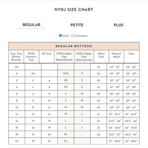 NYDJ Size Chart
